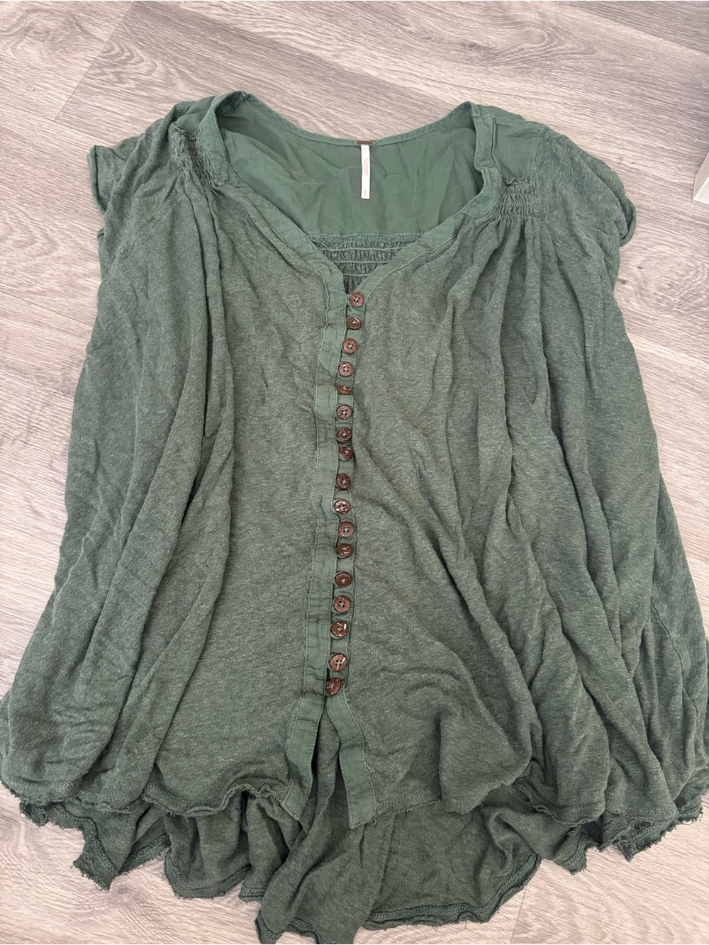 Boho Button-Front Women's Top in Olive Green
